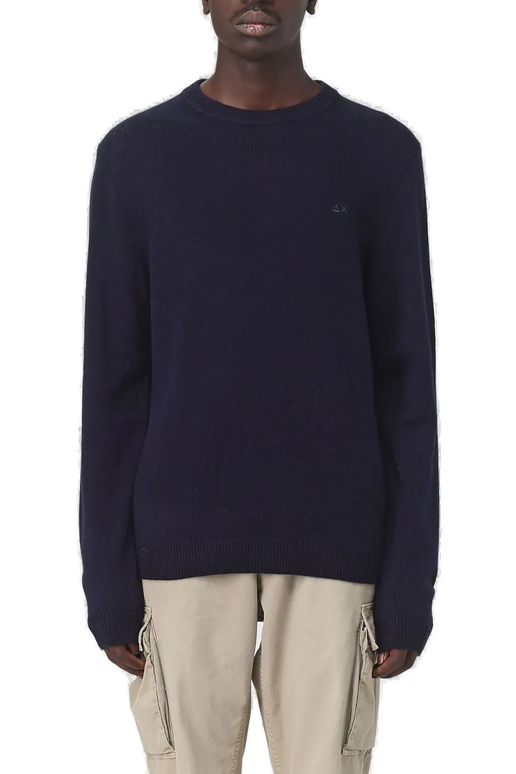 Sun 68 Logo Embroidered Ribbed Jumper