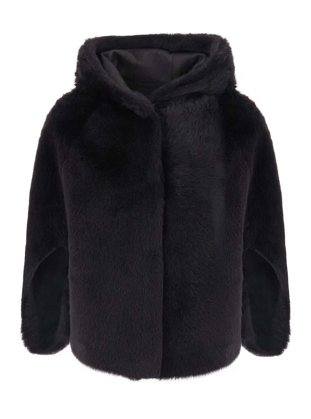 Suprema Hooded Shearling Zip-Up Coat