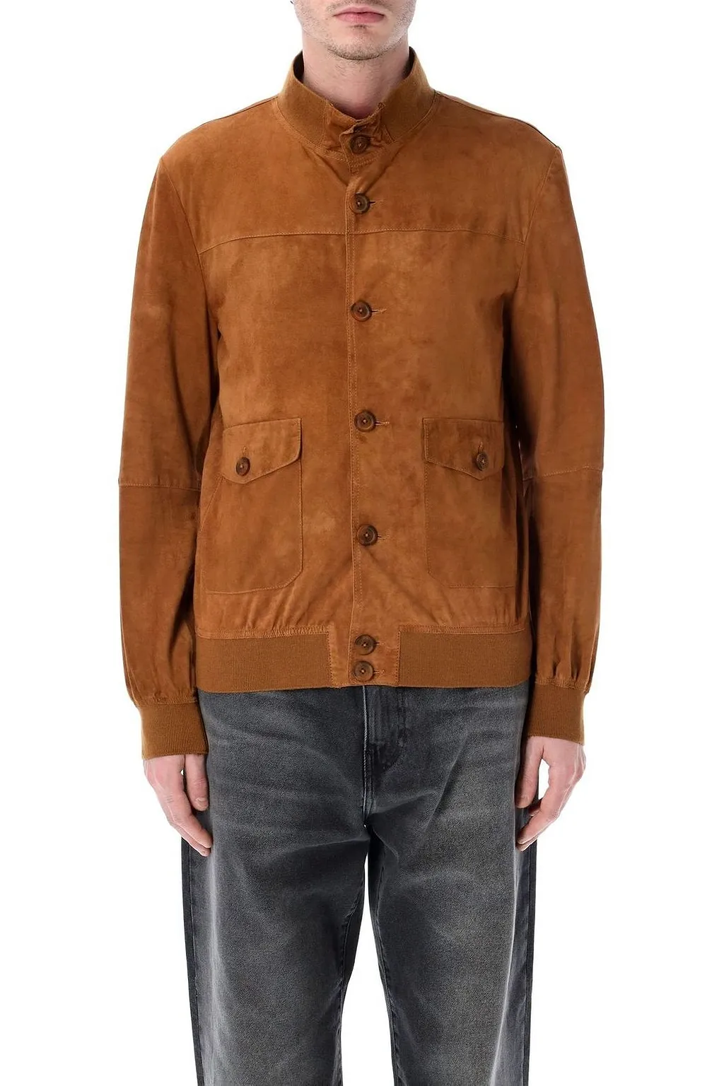 Sword Buttoned Stand-Collar Jacket