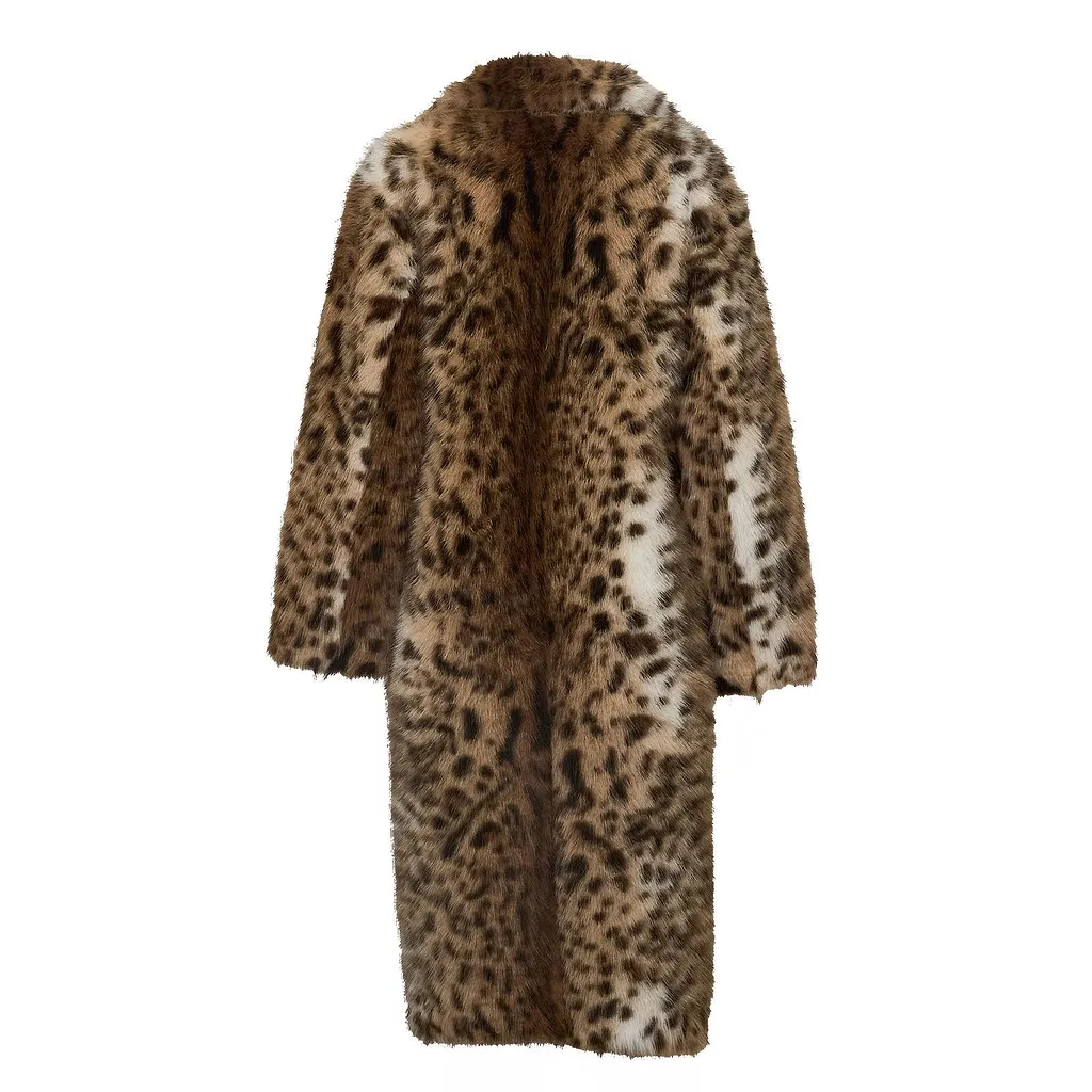 Sword Long Double-Breasted Faux Fur Coat