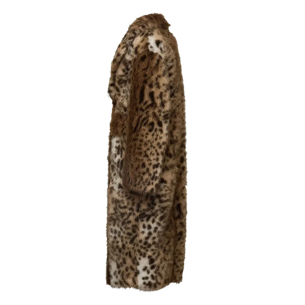 Sword Long Double-Breasted Faux Fur Coat