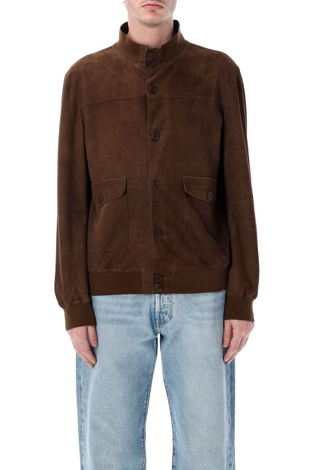 Perforated Button-Up Jacket