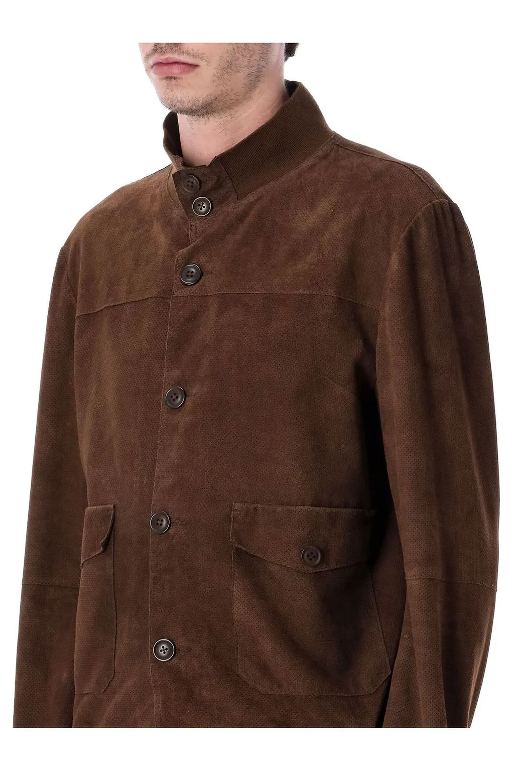 Perforated Button-Up Jacket