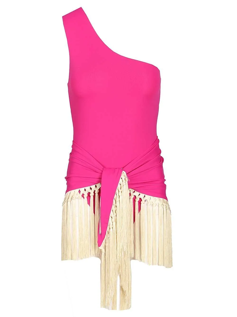 Yacare One-Shoulder Fringe Beachwear Set