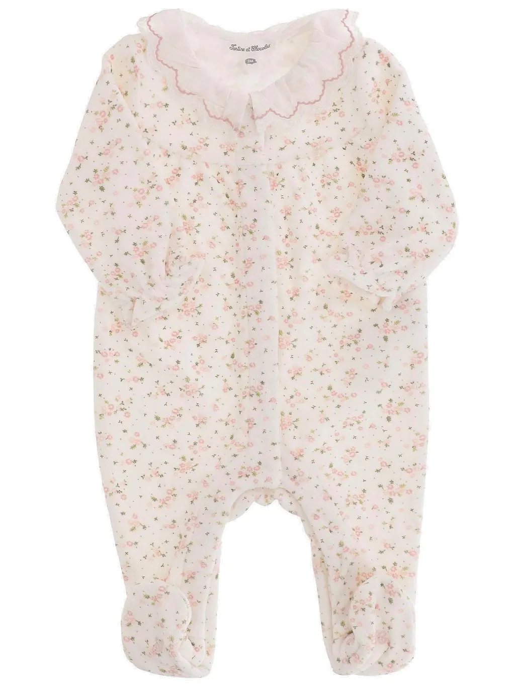 Ruffled Collar All-Over Printed Pajamas