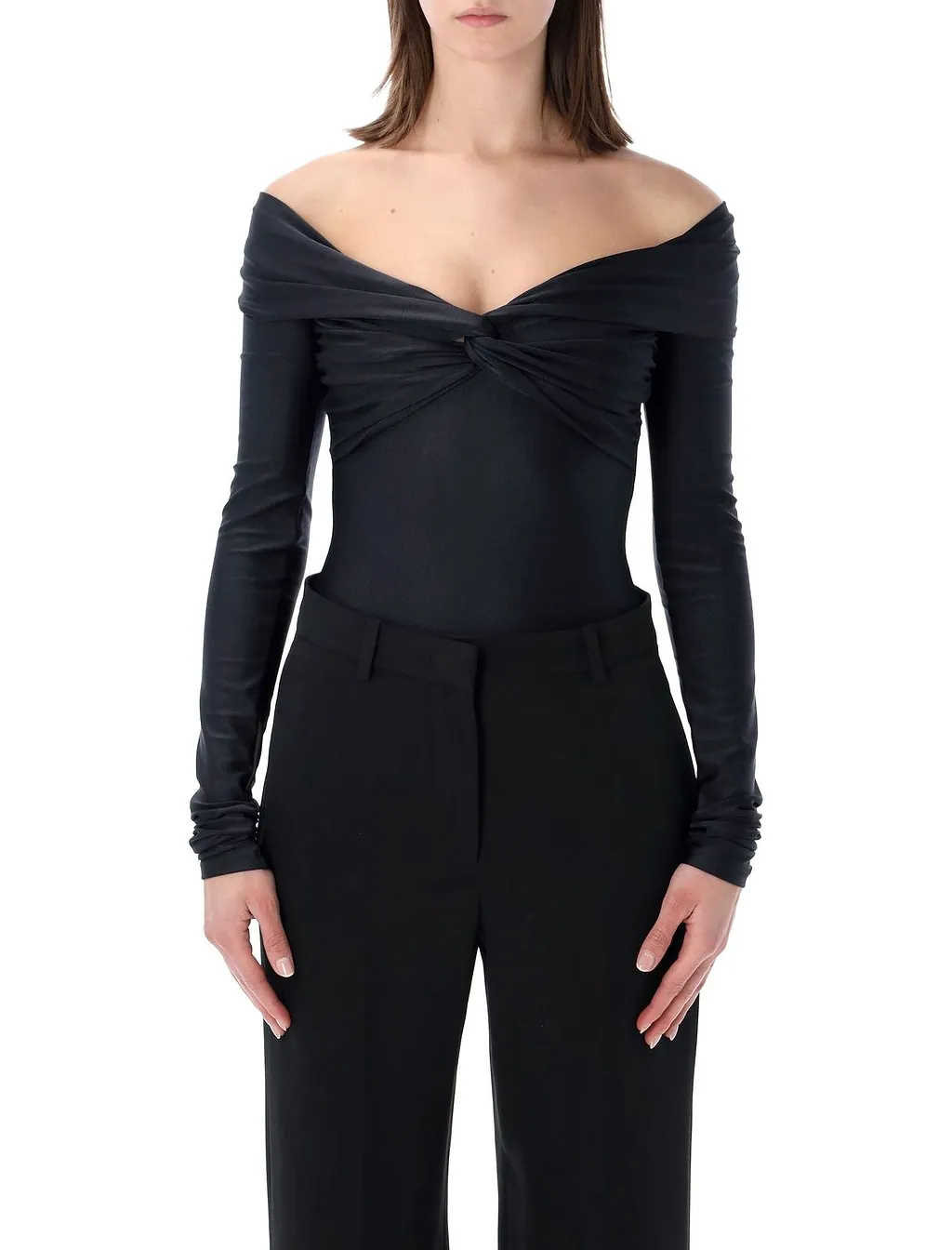 The Andamane Stretch Off-Shoulder Draped Bodysuit