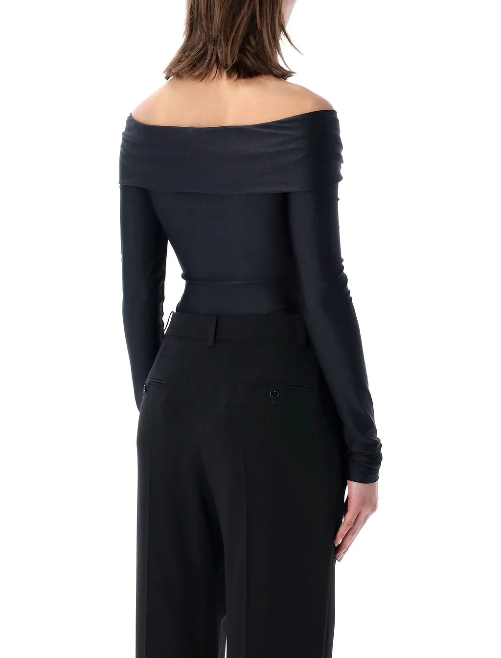 The Andamane Stretch Off-Shoulder Draped Bodysuit