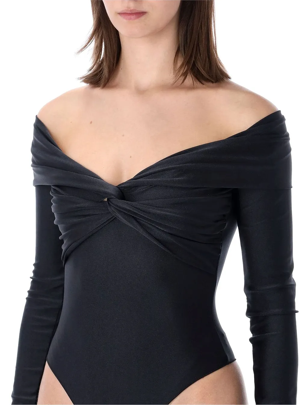 The Andamane Stretch Off-Shoulder Draped Bodysuit
