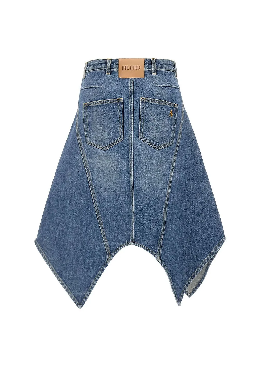 The Attico Asymmetric Denim Midi Skirt