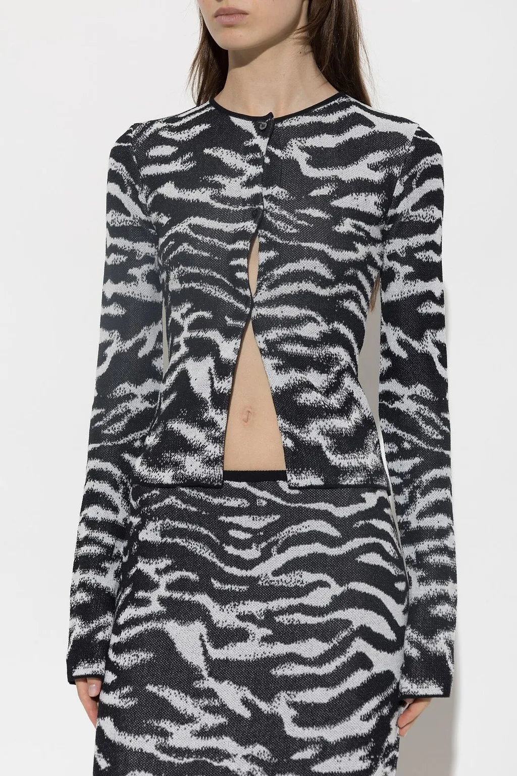 The Attico Animal Pattern Fitted Cardigan