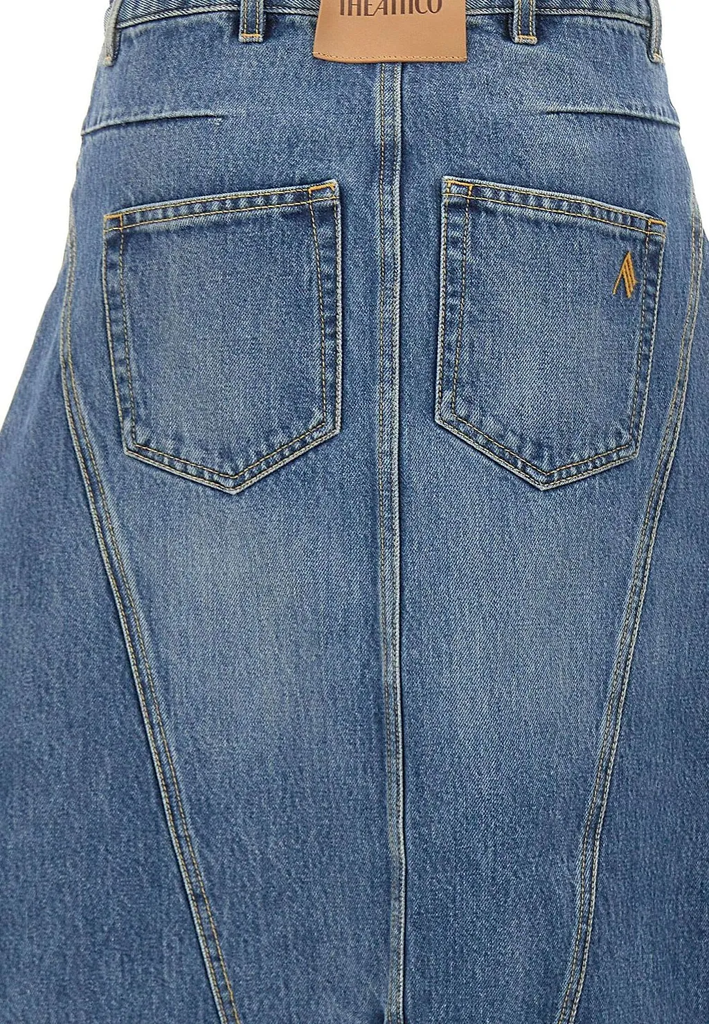 The Attico Asymmetric Denim Midi Skirt