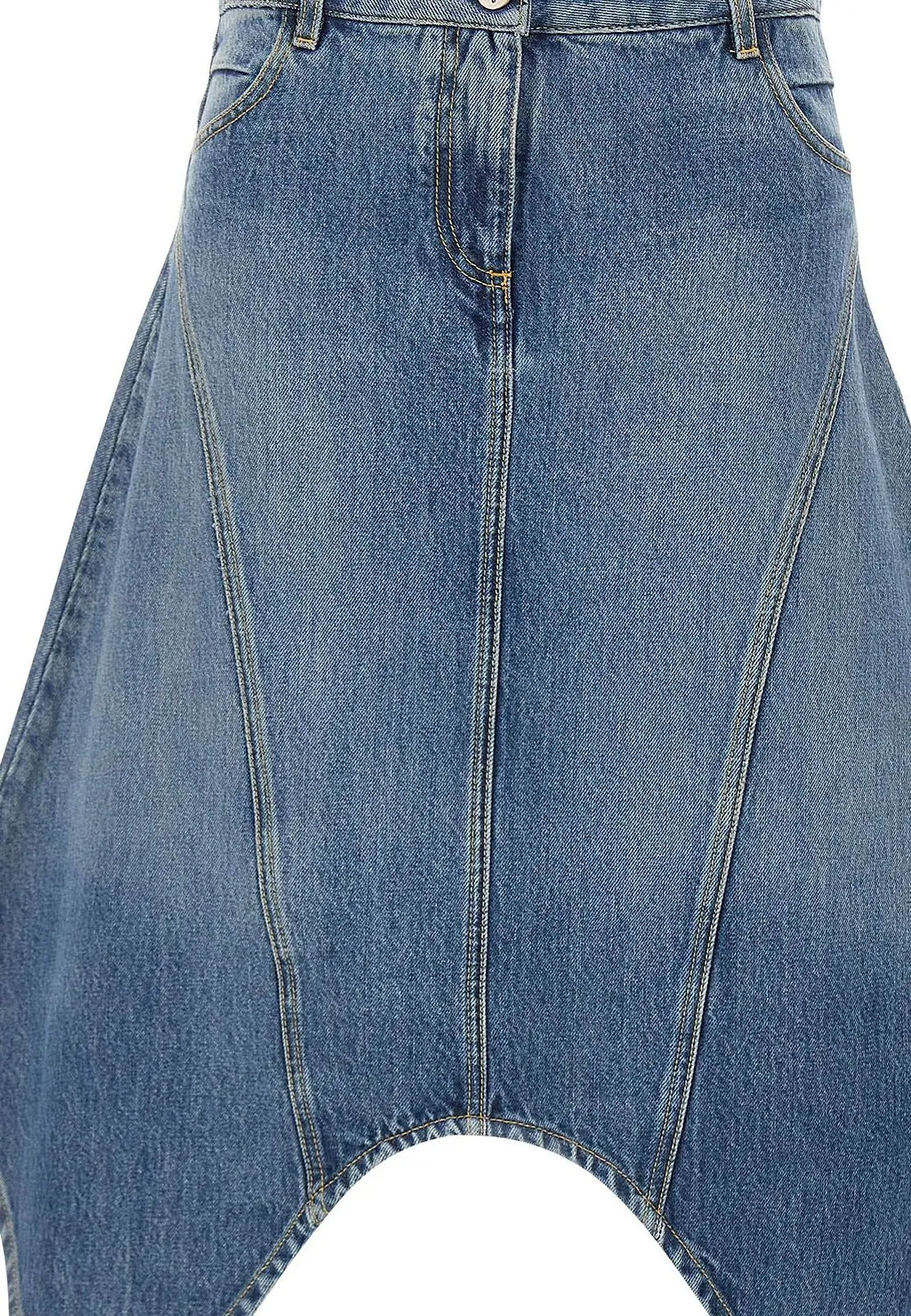 The Attico Asymmetric Denim Midi Skirt