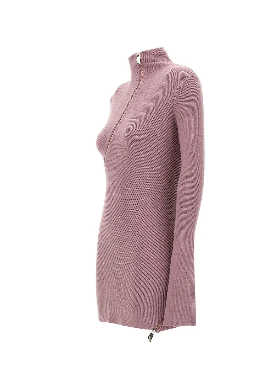 The Attico Asymmetric Zip Ribbed Knitted Top