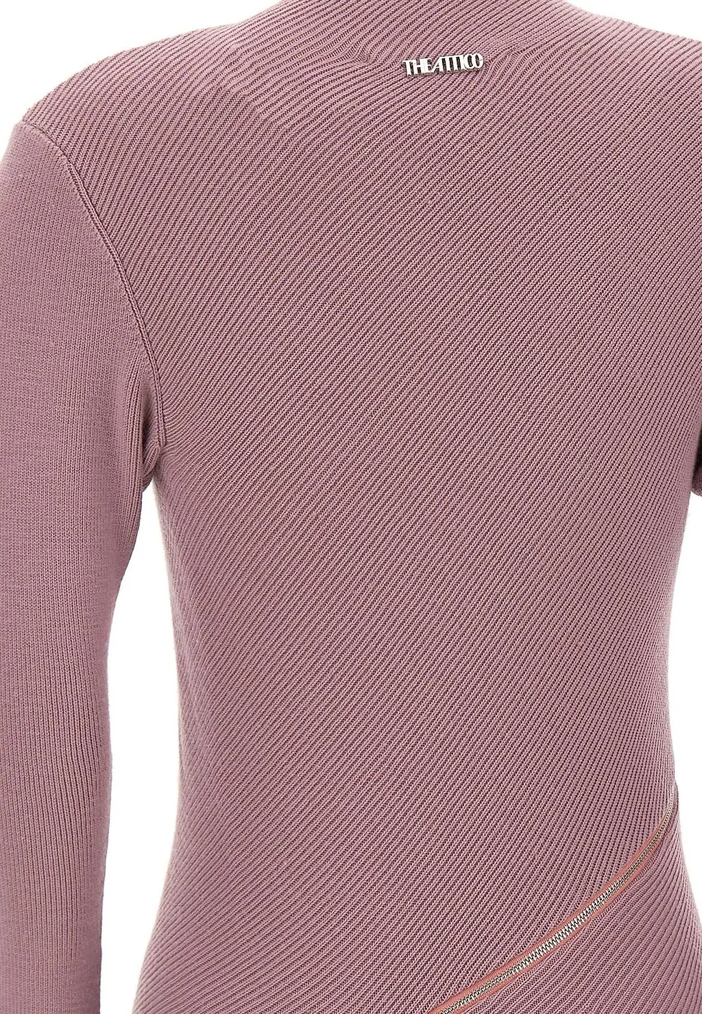 The Attico Asymmetric Zip Ribbed Knitted Top
