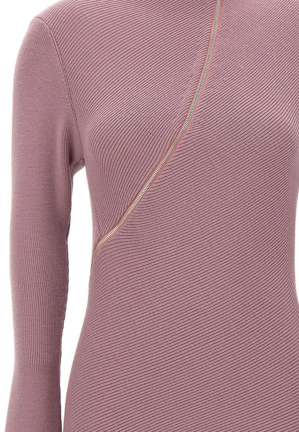 The Attico Asymmetric Zip Ribbed Knitted Top