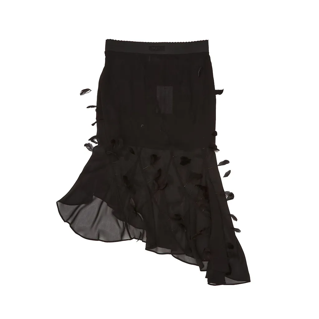 Asymmetrical-Hem Midi Skirt