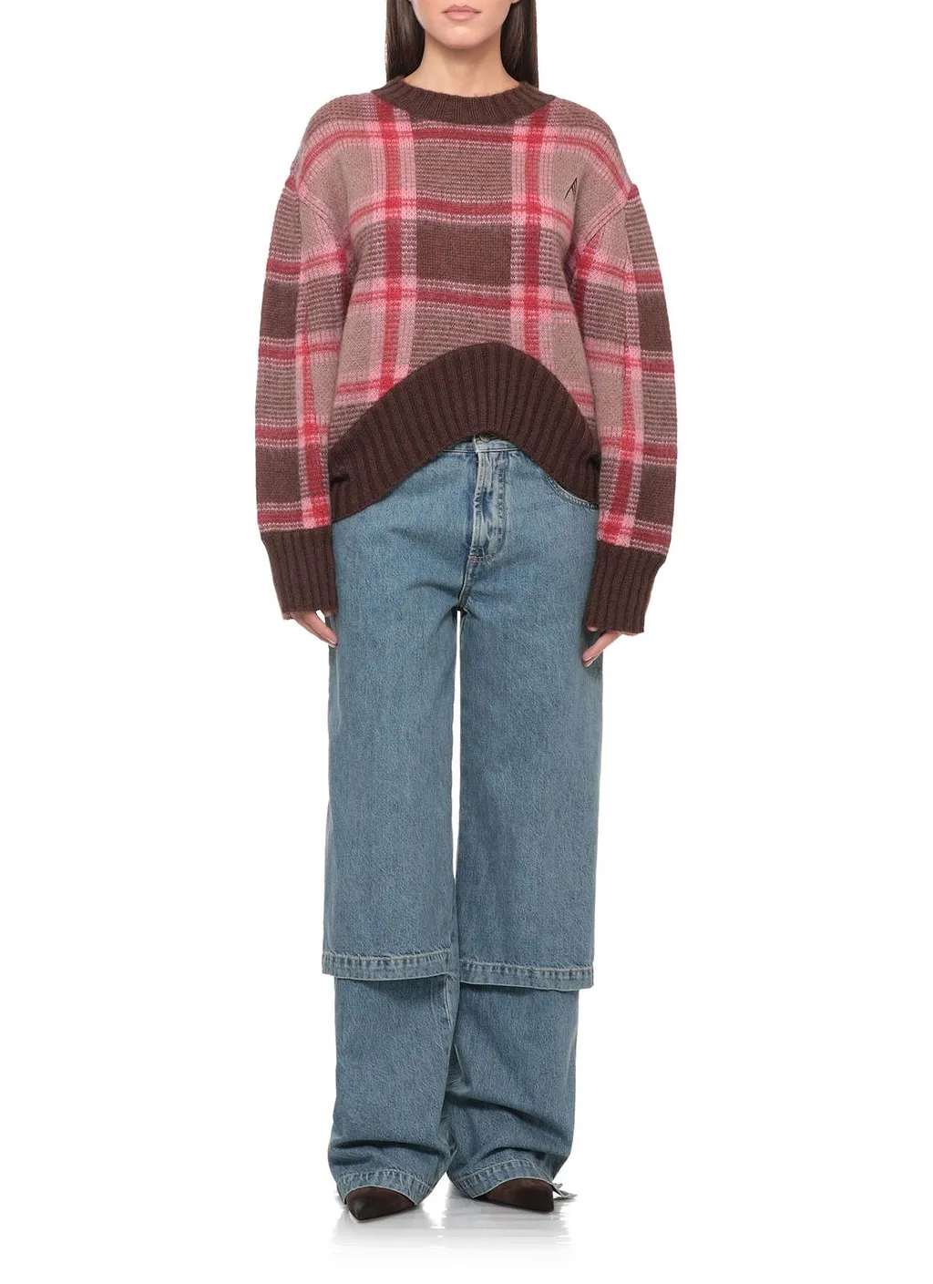 Checked Oversized Knitted Sweater