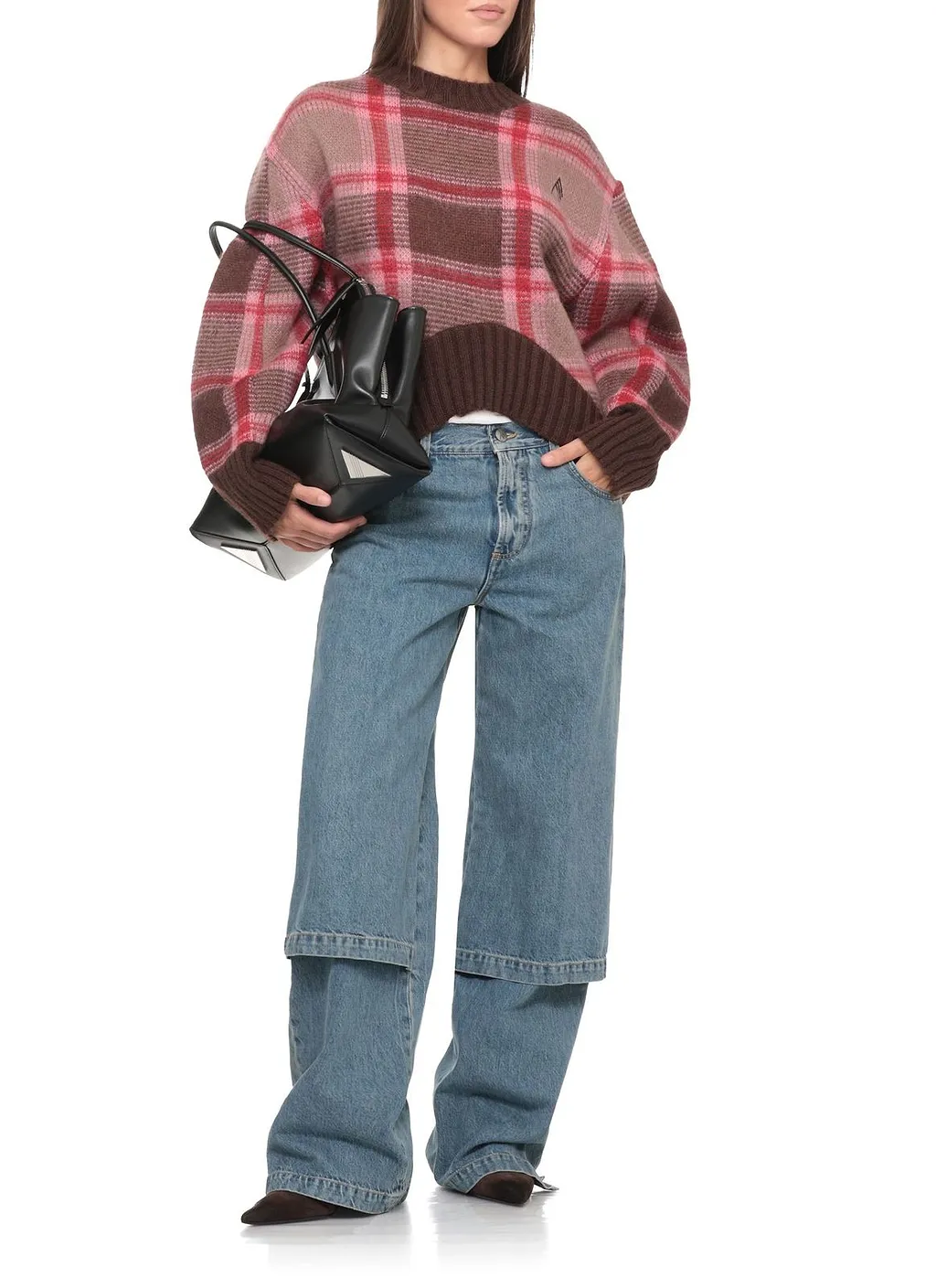 Checked Oversized Knitted Sweater
