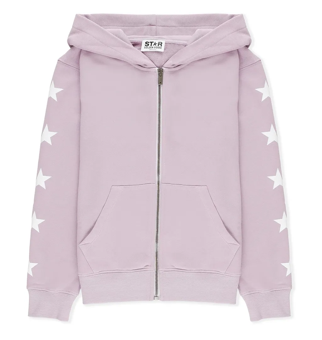 Star Printed Zipped Hoodie