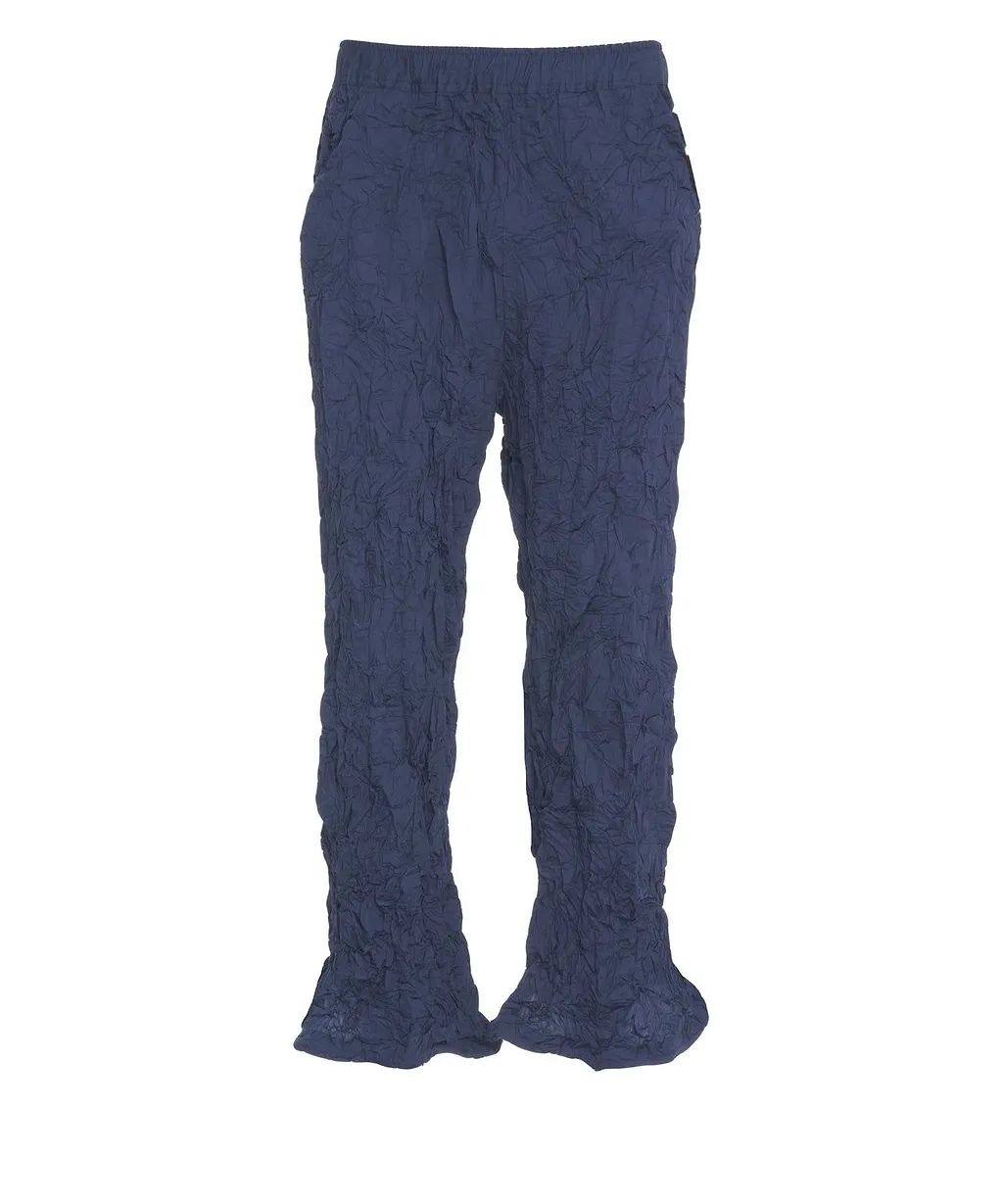 Gongdid Design Elasticated Waistband Crinkled Flared Trousers