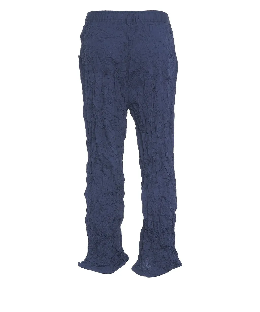 Gongdid Design Elasticated Waistband Crinkled Flared Trousers