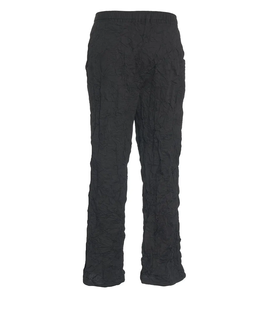 Gongdid Design Elasticated Waistband Crinkled Flared Trousers