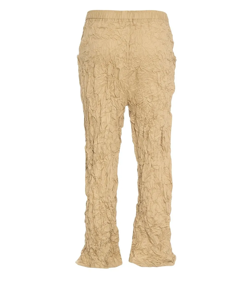 Gongdid Design Elasticated Waistband Crinkled Flared Trousers