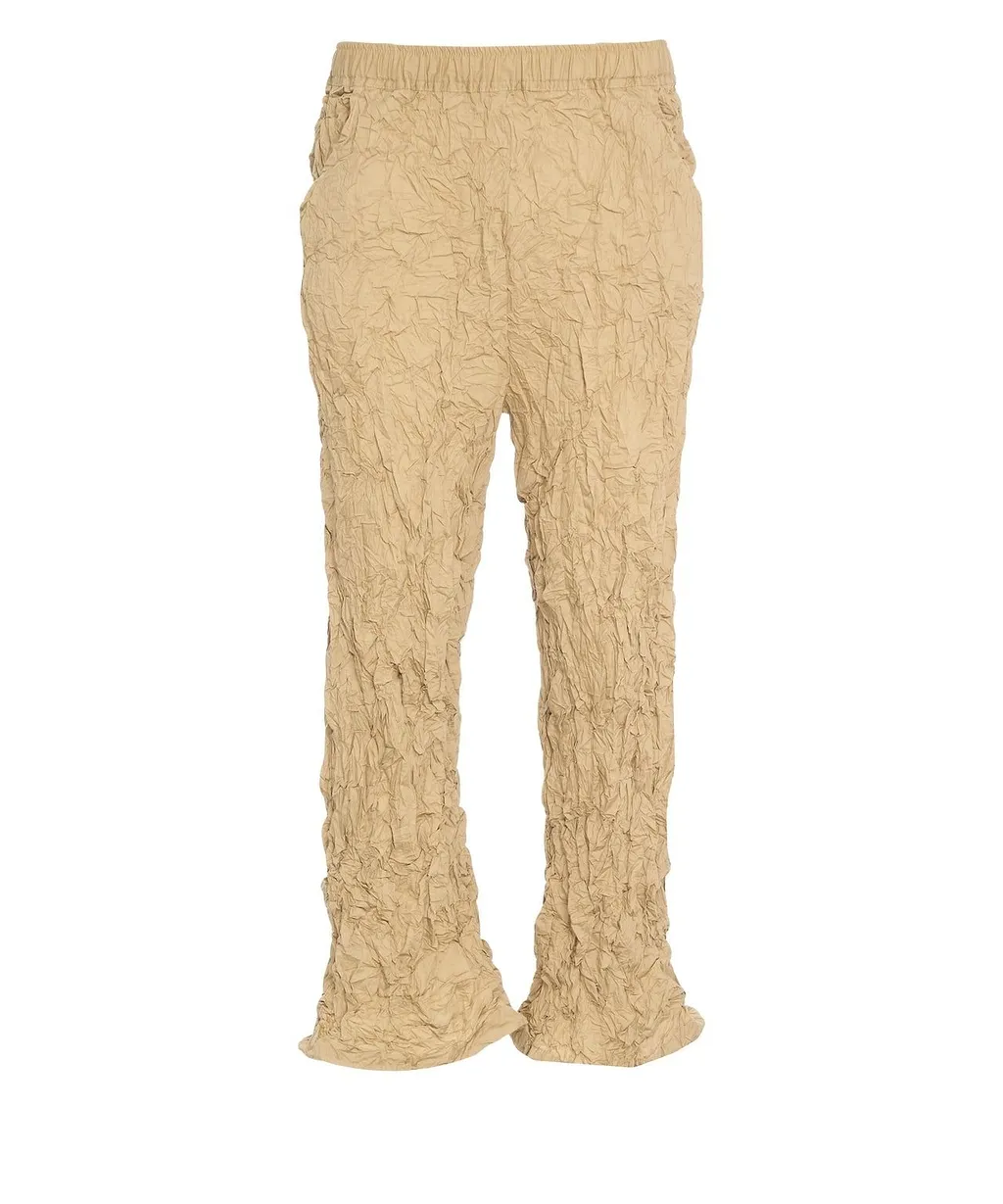Gongdid Design Elasticated Waistband Crinkled Flared Trousers