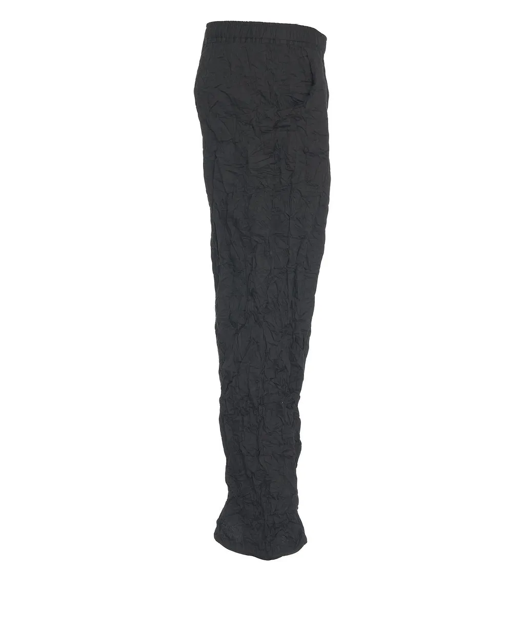 Gongdid Design Elasticated Waistband Crinkled Flared Trousers