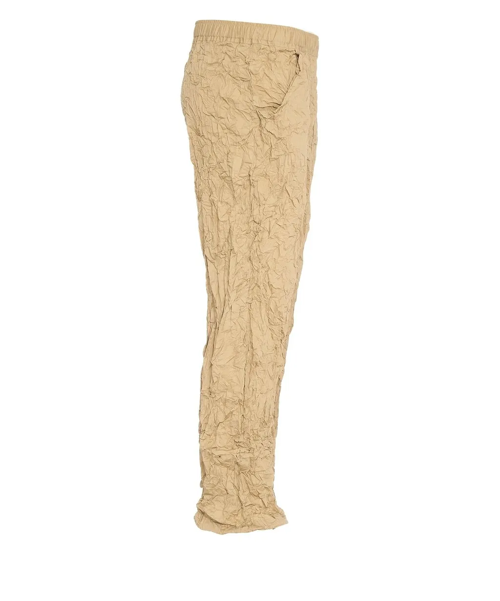 Gongdid Design Elasticated Waistband Crinkled Flared Trousers