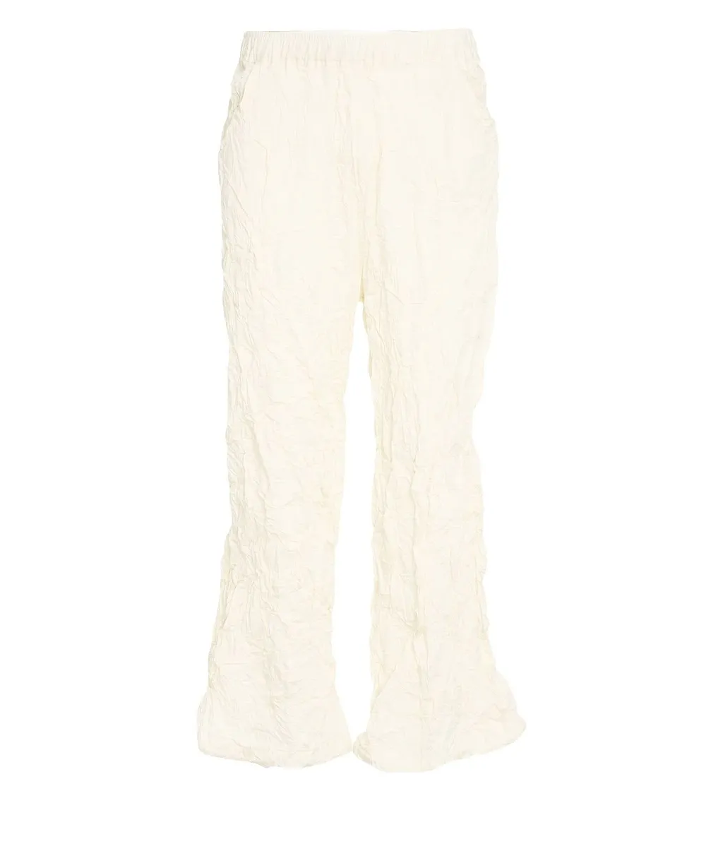Gongdid Design Elasticated Waistband Crinkled Flared Trousers