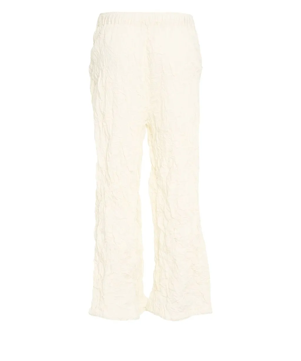 Gongdid Design Elasticated Waistband Crinkled Flared Trousers