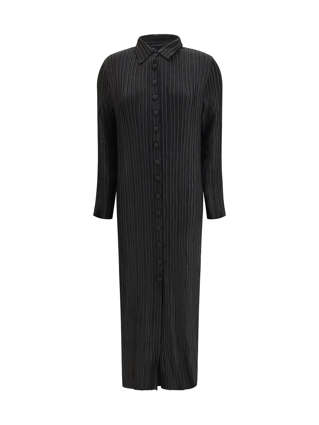 Long Wave Pleated Shirt Dress
