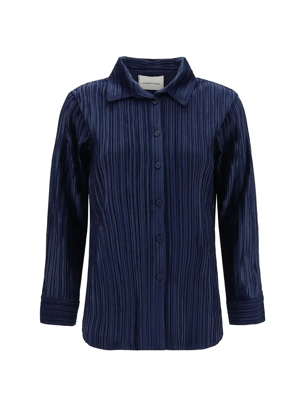 Pleated Button-Up Shirt
