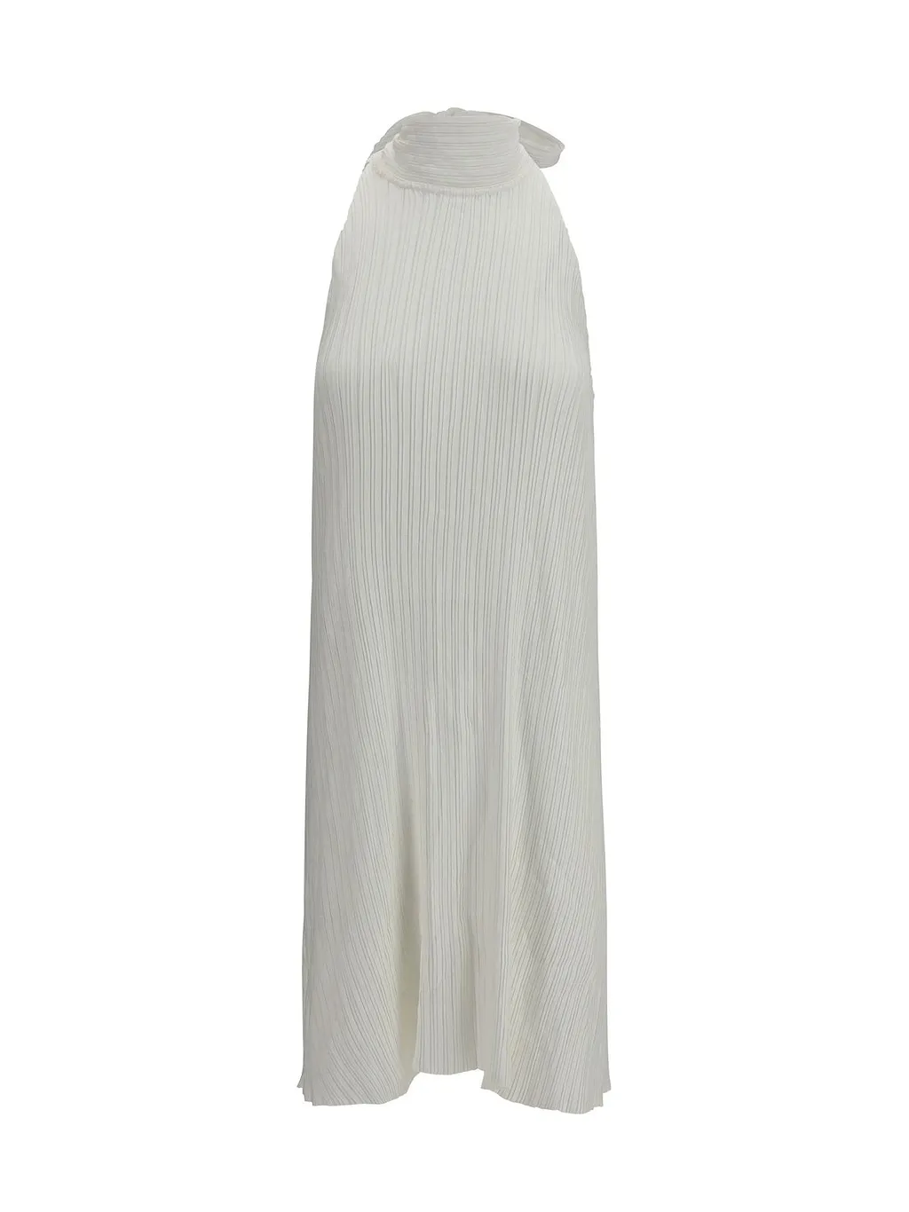 Wavy Pleated Halter Dress