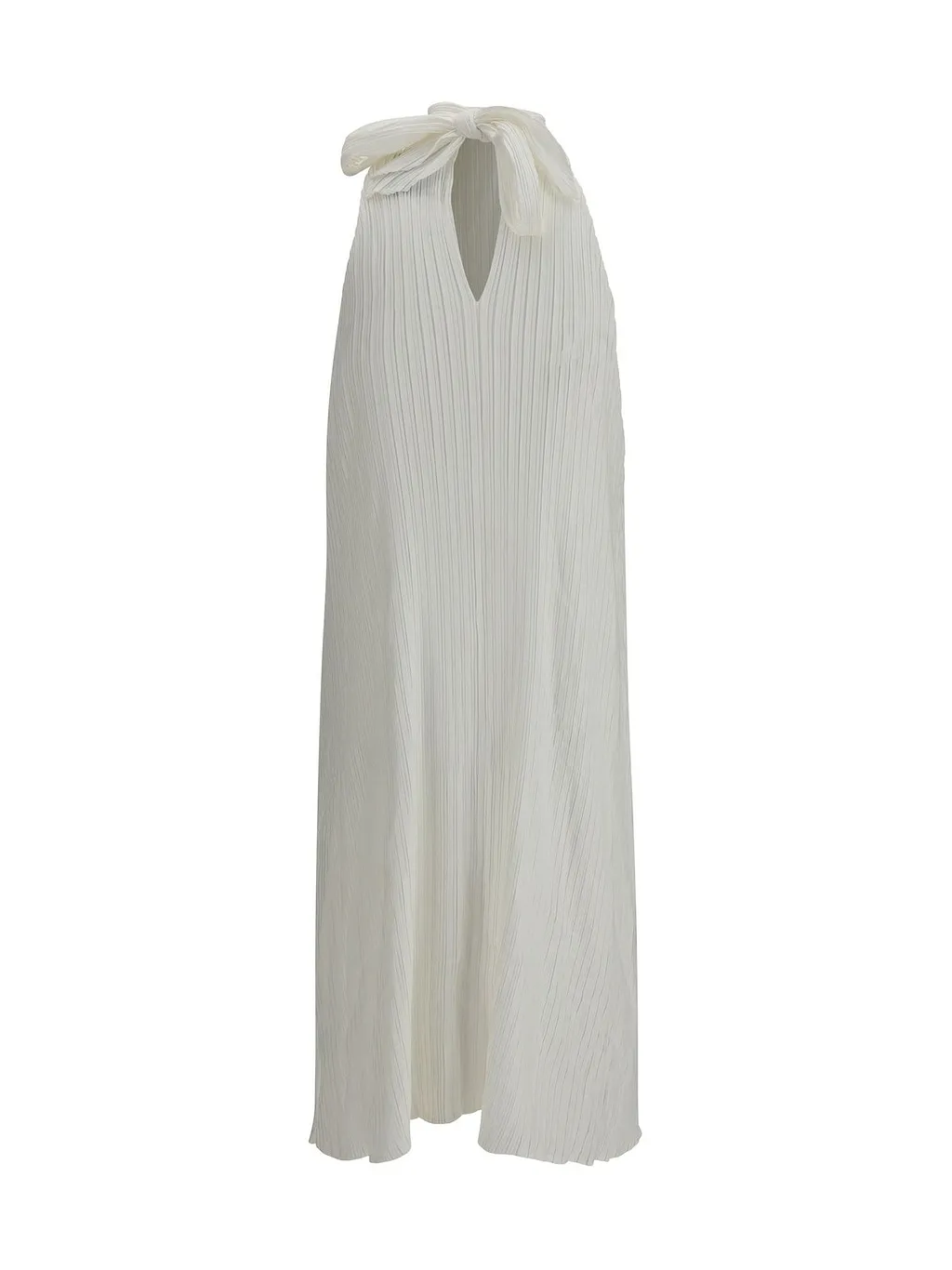 Wavy Pleated Halter Dress