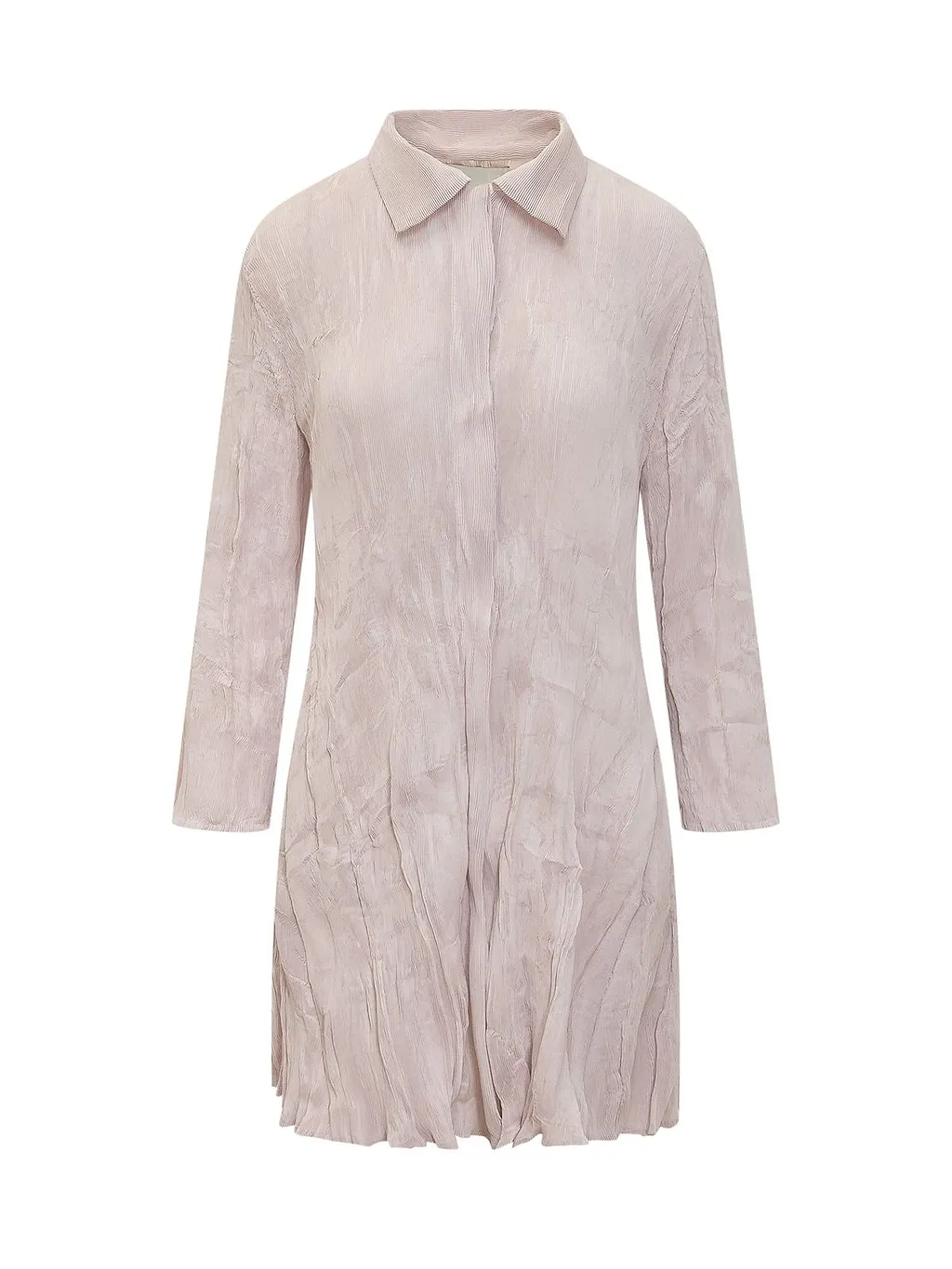 Wavy Pleated Shirt Dress