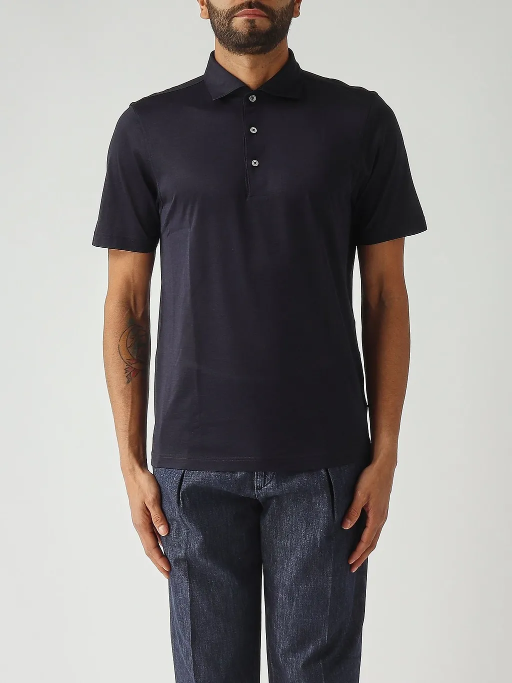 Gran Sasso Three-Button Short-Sleeve Polo Shirt