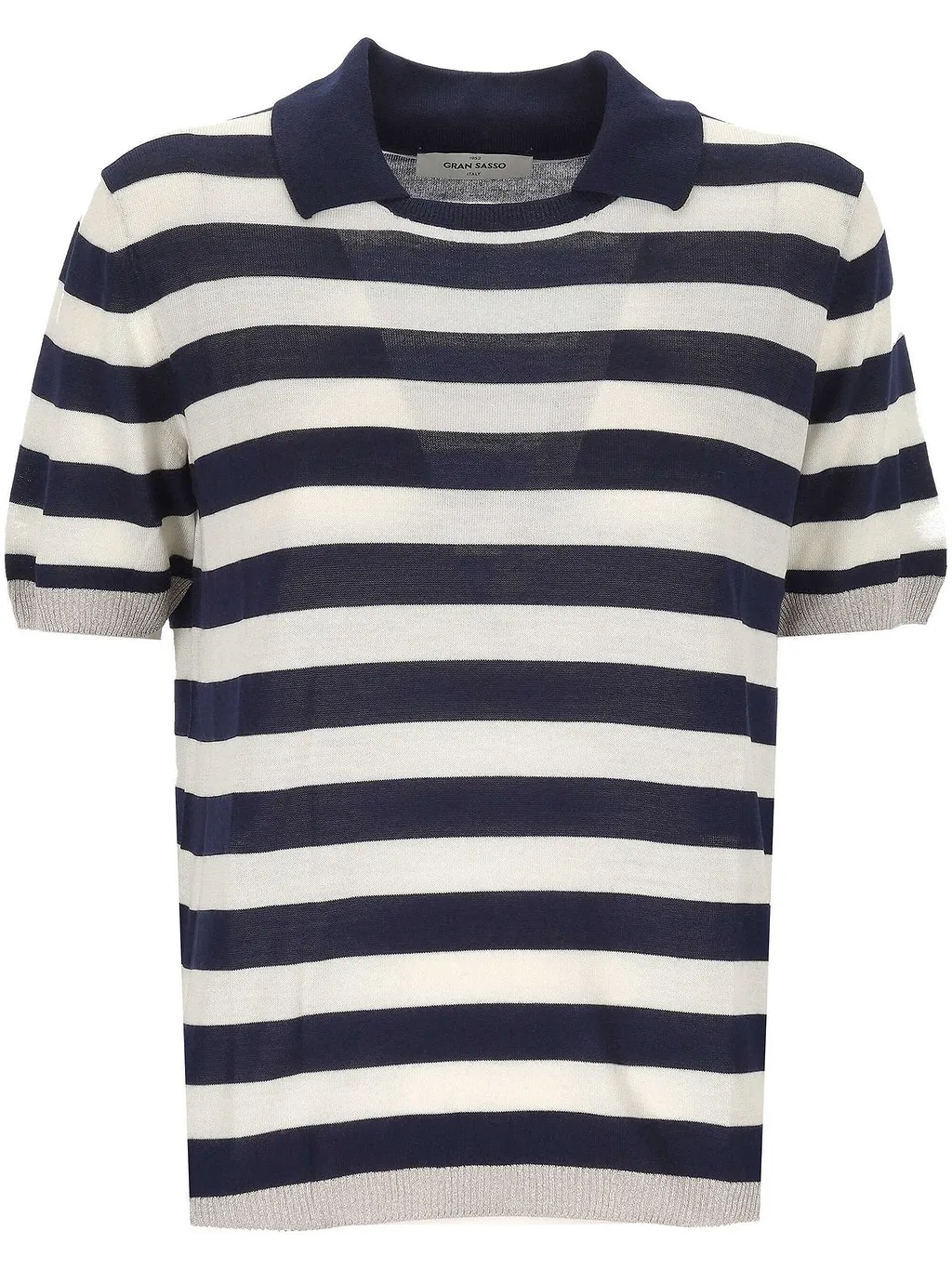 Gran Sasso V-Neck Striped Knitted Polo Shirt