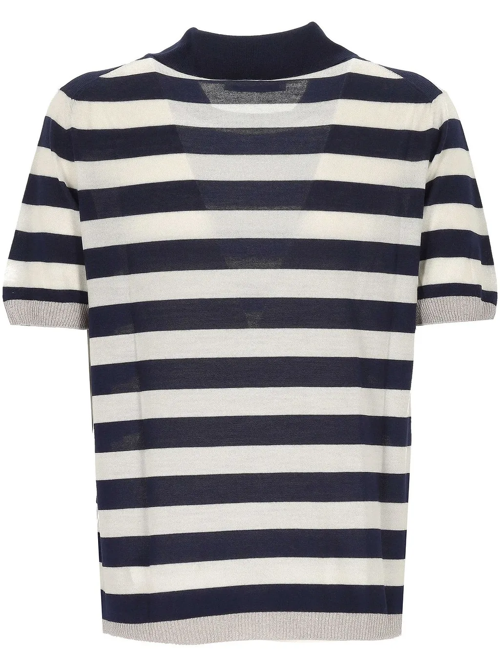 Gran Sasso V-Neck Striped Knitted Polo Shirt