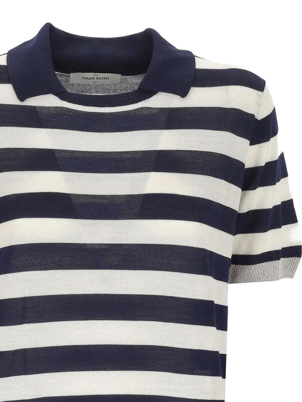 Gran Sasso V-Neck Striped Knitted Polo Shirt