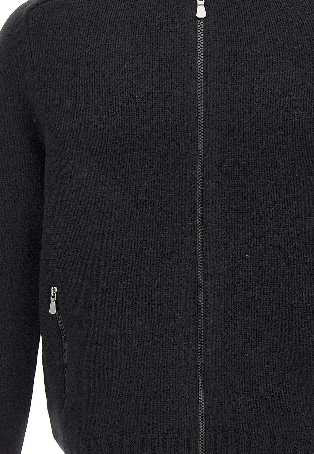 Gran Sasso Zip-Up Ribbed Collar Cardigan