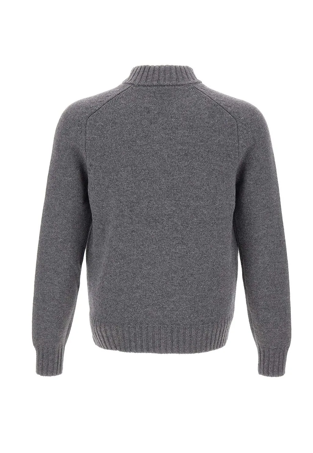 Zip-Up Ribbed Collar Cardigan