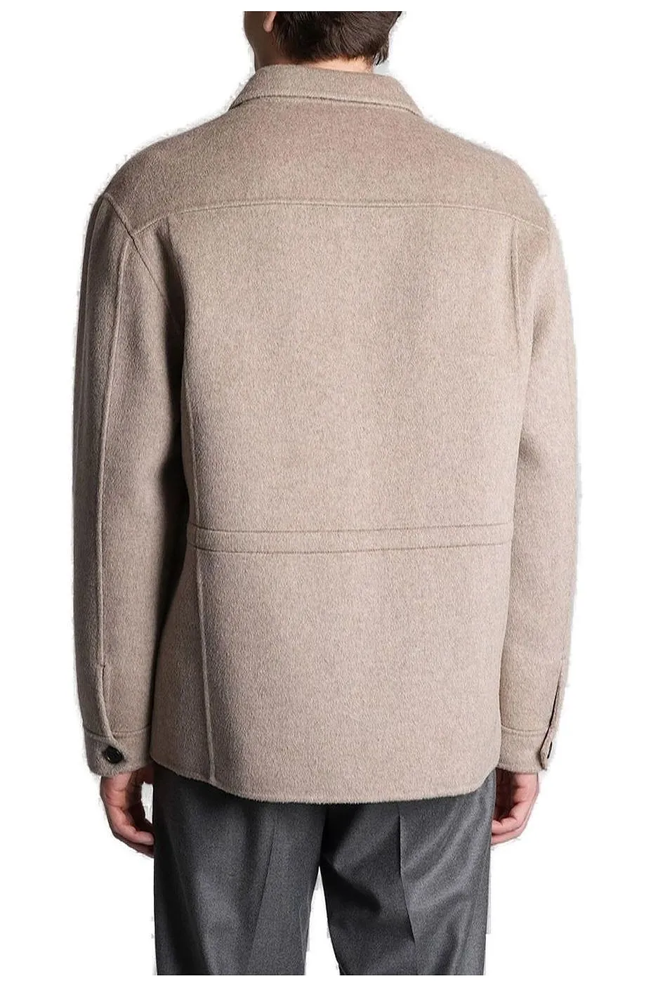 Grayed Long-Sleeved Buttoned Shirt Jacket