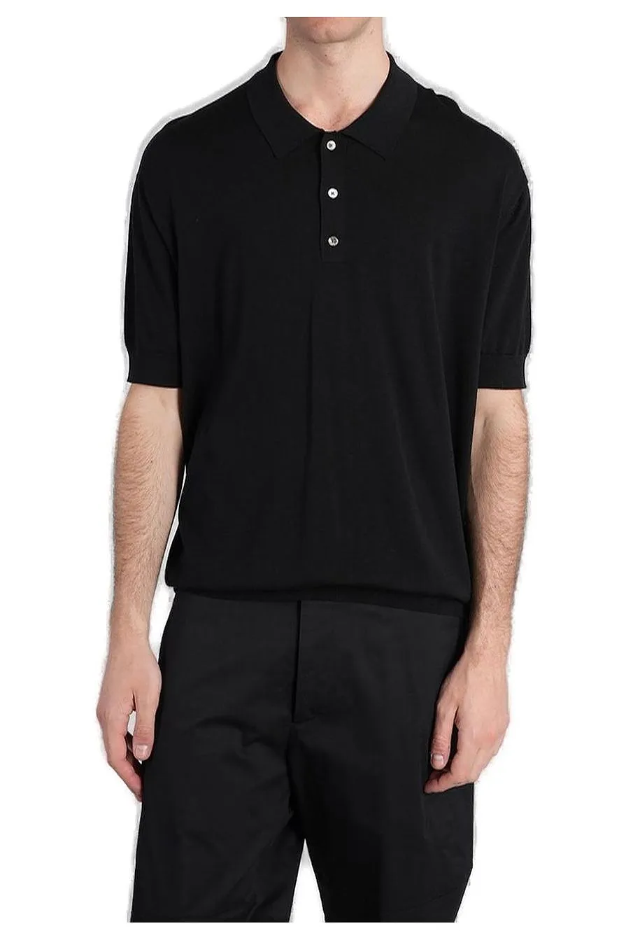 Grayed Short-Sleeve Buttoned Polo Shirt
