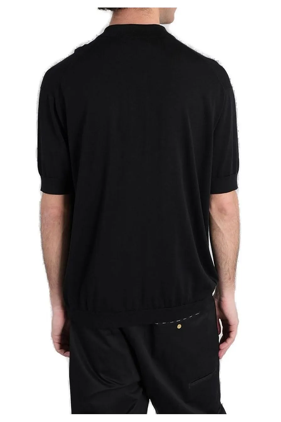Grayed Short-Sleeve Buttoned Polo Shirt