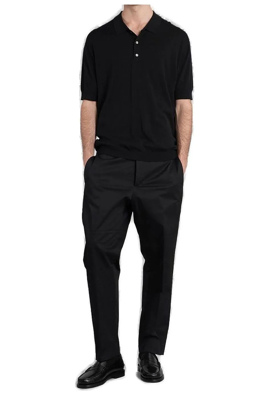 Grayed Short-Sleeve Buttoned Polo Shirt