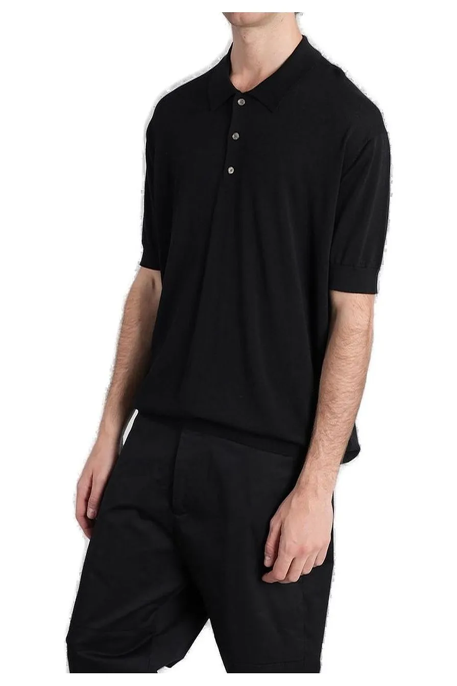 Grayed Short-Sleeve Buttoned Polo Shirt
