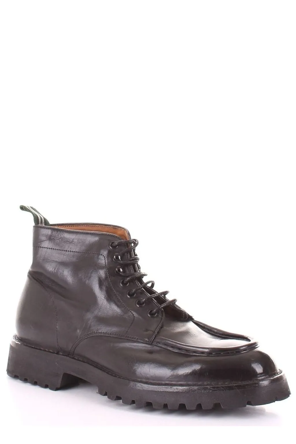 Green George Round Toe Lace-Up Boots