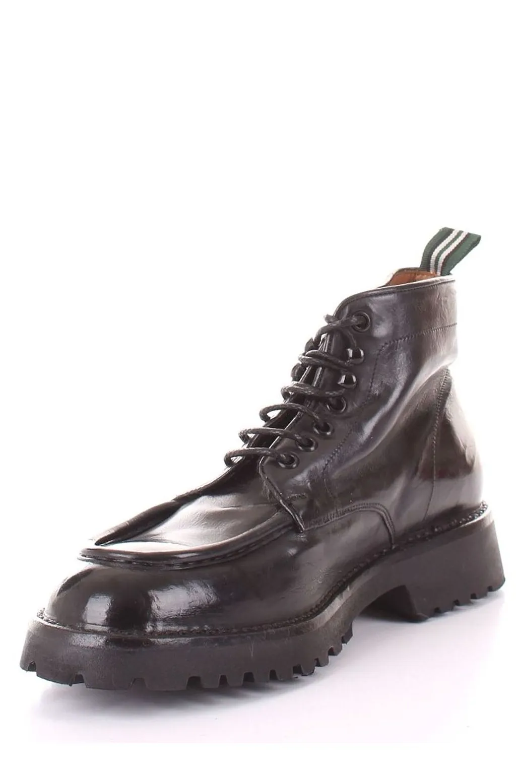 Green George Round Toe Lace-Up Boots